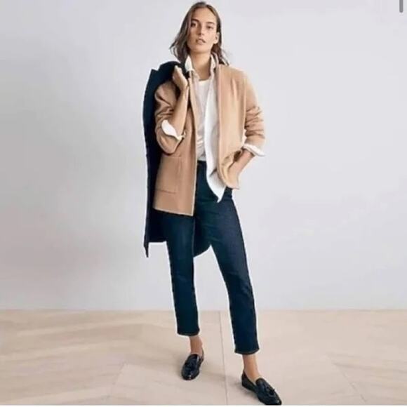 J.Crew | XS | 365 Sophie Open Front Knit Blazer Sweater Cardigan Camel Wool - Picture 1 of 6